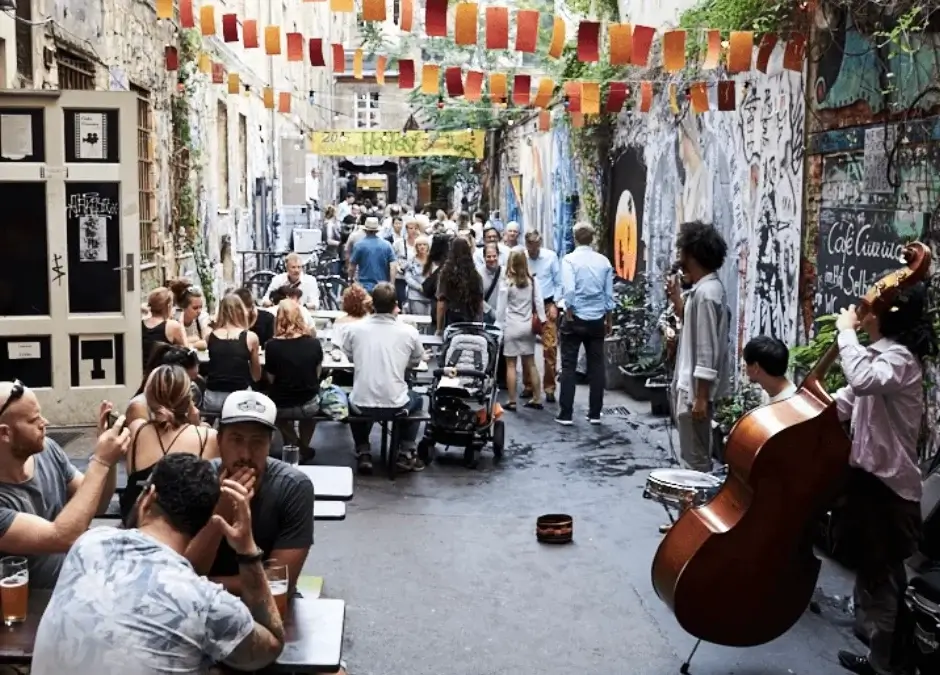 Local neighbourhood backyard party in Berlin